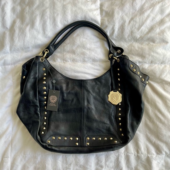 Vince Camuto 
Large soft pebbled leather gold studded shoulder bag - Picture 1 of 5